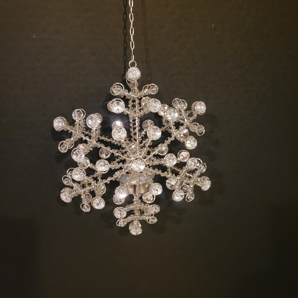 Hanging Crystal Snowflake Candle Holder Shiny Glitters - Picture 2 of 13